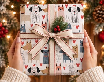 Wrapping Paper Dog Lover Gift Wrap for Dog Parent Present Pet Wrapping Sheet Animal Pattern Design Wrapping Paper Rolls Puppy Birthday Gift