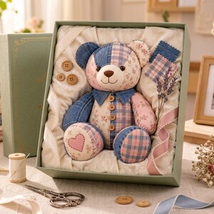 Memory Bear Sewing Pattern PDF | Patchwork Memory Bear Pattern | Keepsake Bear Sewing Pattern | Beginner Sewing Pattern
