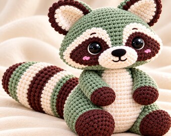 Jimothy Waschbär Amigurumi Häkelanleitung (PDF) | Waschbär Häkelanleitung | Sage Waschbär Plüschtier | Schritt-für-Schritt-Häkelanleitung