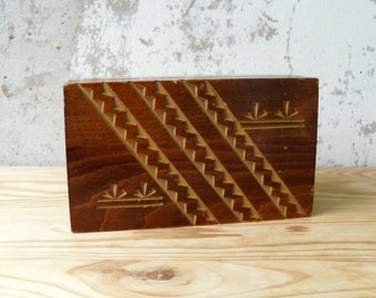 Vintage Wooden Jewelry Box - Hand Carved Box - Rectangular Trinket Box - Vintage Wooden Keepsake Box - Old Rustic Box - USSR Vintage Box