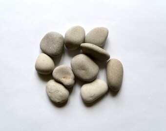 Baltic Sea Beach Stones - Natural Supplies -  Set Of  10 Stones In White Shades - Nautical Home Decor