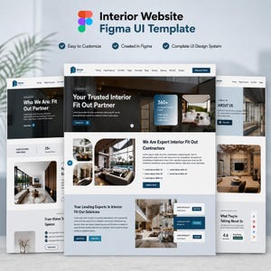 Peut inclure: Un modèle d'interface utilisateur numérique pour un site web de design d'intérieur, présentant trois mises en page verticales avec des sections sombres et claires, des menus de navigation, des espaces réservés et du texte.