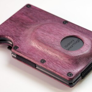 Slim Samsung SmartTag2 card wallet PurpleHeart wood image 3