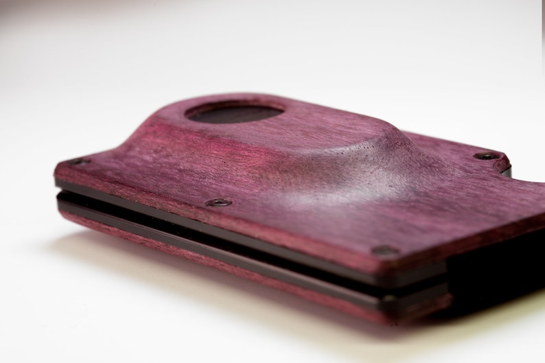 Slim Samsung SmartTag2 card wallet PurpleHeart wood image 5