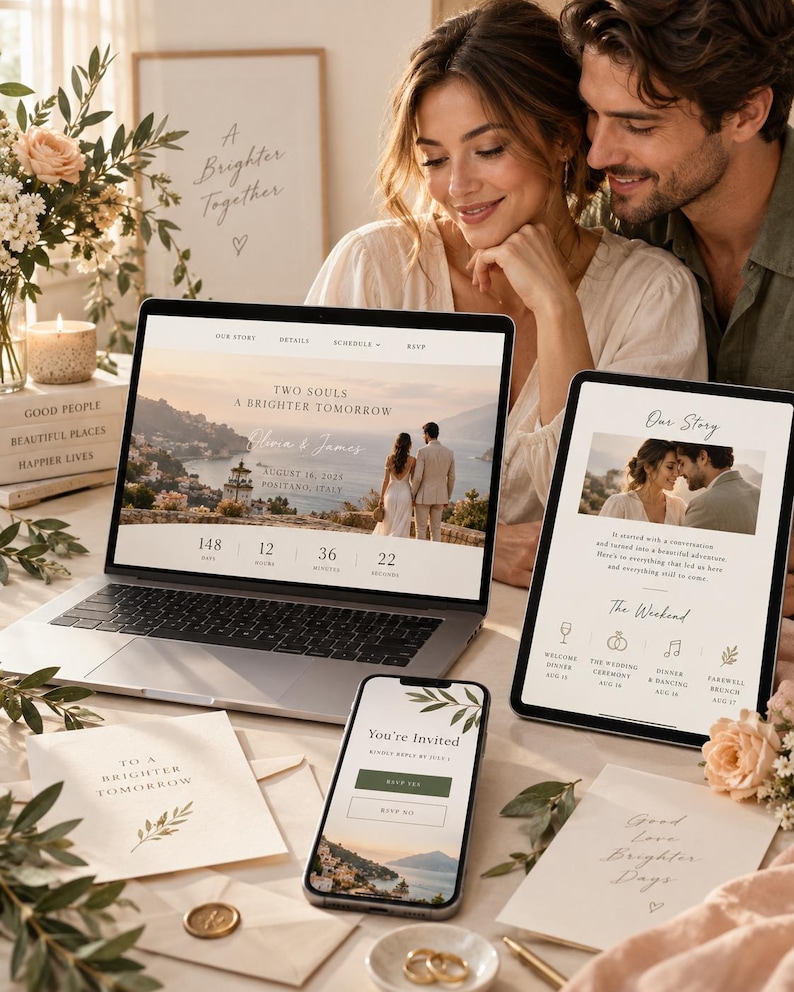 Interactive Wedding Website & RSVP Kit | Editable Wedding Website ...