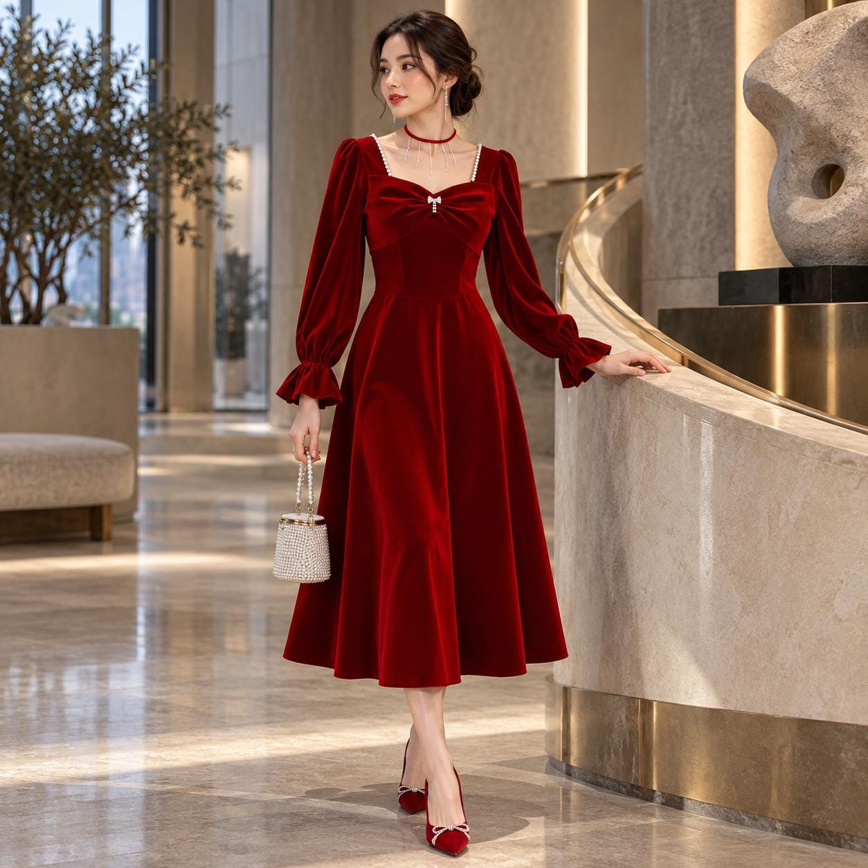 Burgundy Vintage Dress