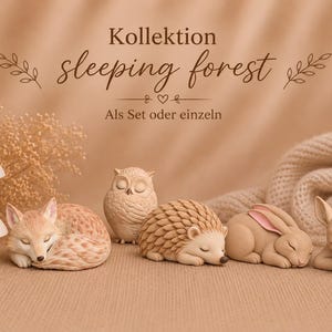 Herbstdeko Waldtiere | Sleeping Forest Kollektion |Handgemacht | Fuchs, Rehkitz, Igel, Eule & Pilze | einzeln oder als Set