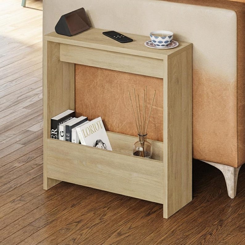 Side Light Rack Slim Sofa Side Table, Narrow End Table With Magazine Rack - Etsy UK