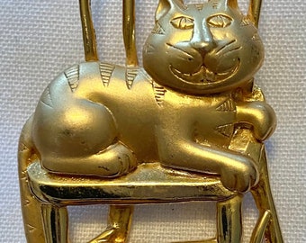 JJ Jonette Cat on a Chair Brooch