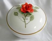 LIMOGES Porcelain Rose Motif Trinket Box Chamart France Vintage