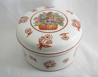 Floral Basket Motif Trinket Box by PRESTIGE PLACE — Vintage