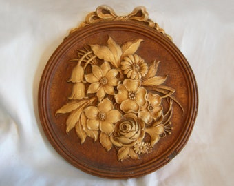 Composite Wood Look Wall Plaque — Multi Products — Vintage Mid Century Circa 1945