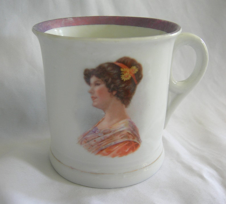 Tea Cup Coffee Mug Female Portrait Motif Vintage image 5