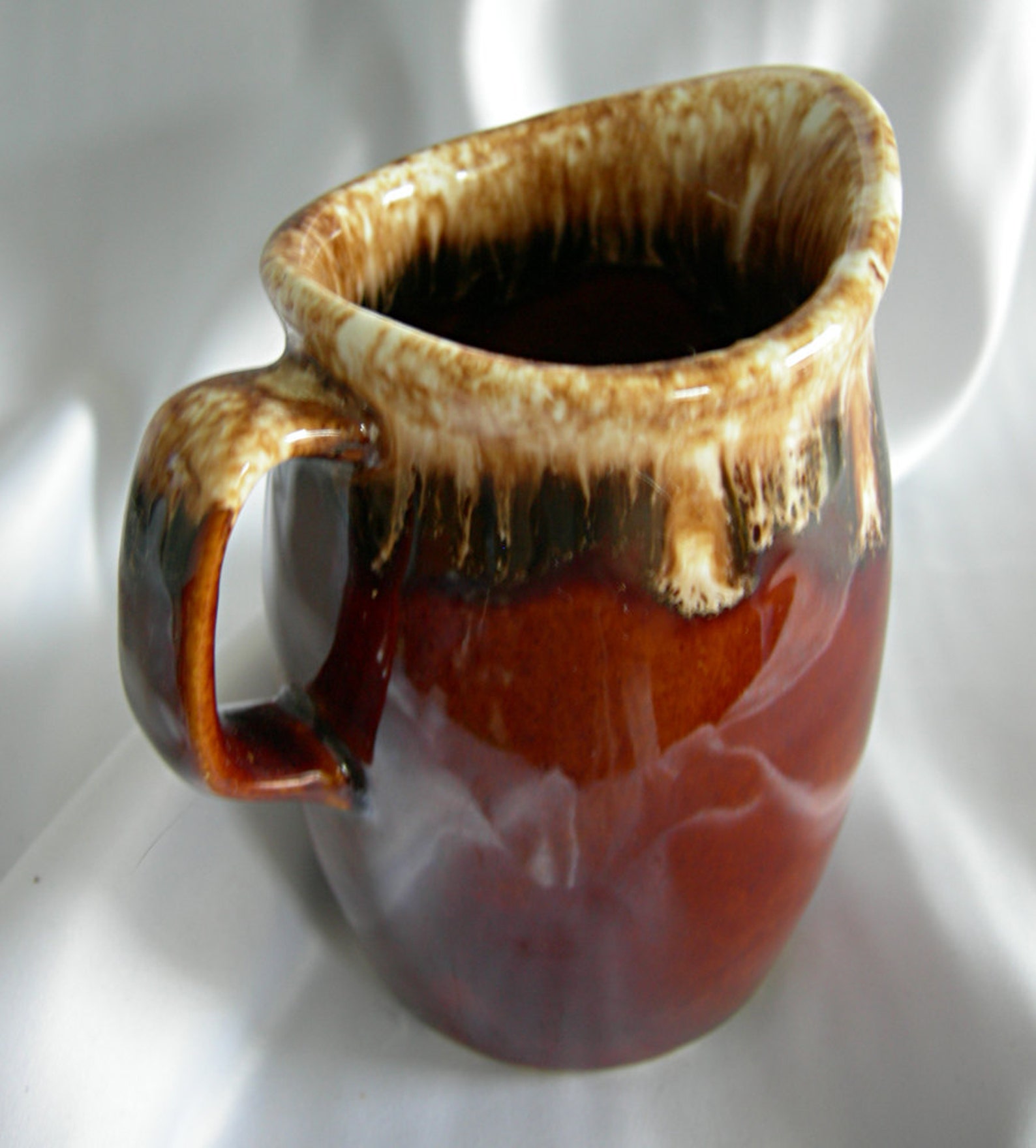 Small Brown Drip Glaze Pitcher or Creamer Signed HULL USA Etsy