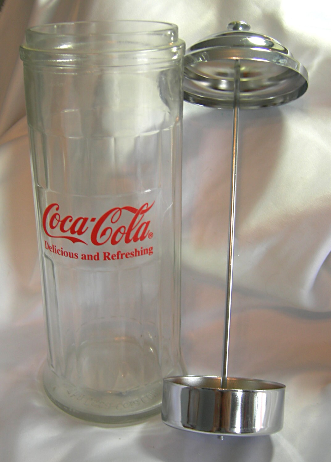 Tall Glass and Chrome COCA COLA Straw Dispenser Vintage 1992 Etsy