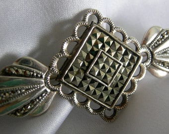 Marcasite Brooch | 925 Silver Marcasite Art Deco Victorian Style Brooch Pin |  Marked 925 TH KO |  Vintage