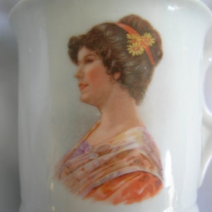 Tea Cup Coffee Mug Female Portrait Motif Vintage image 2