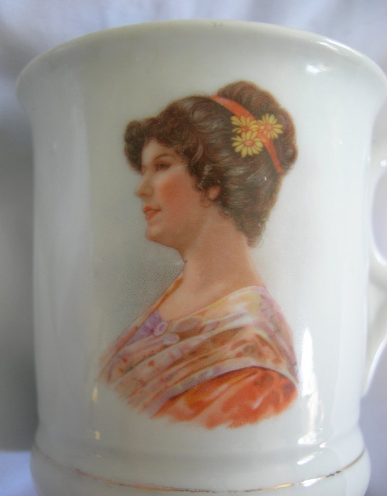 Tea Cup Coffee Mug Female Portrait Motif Vintage image 2