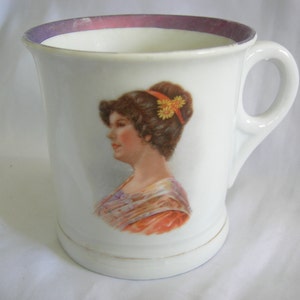 Tea Cup Coffee Mug Female Portrait Motif Vintage image 1