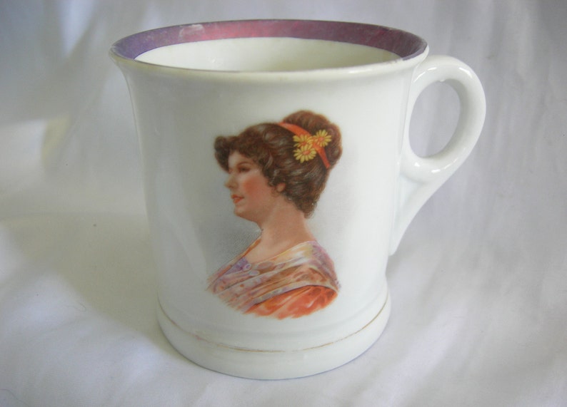 Tea Cup Coffee Mug Female Portrait Motif Vintage image 1