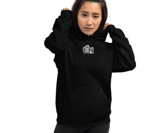 Ecran Noir Studio Hoodie - Film Studio Logo Pullover, Minimal Black Hooded Sweatshirt
