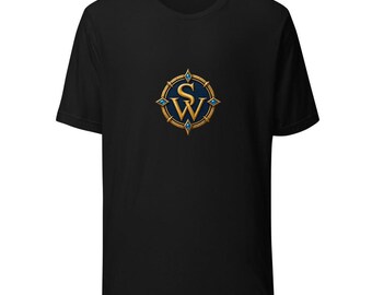 Spaceword Codex Tee - SW Compass Crest & Vorn Codex Spellbook - Black Unisex Gaming T-Shirt S-2XL