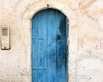 Moroccan Blue Door Photo Print. Morocco Photography, Moroccan Decor, Rustic Decor, Gallery Wall Art, Office Decor, Kitchen Art, Bedroom Art