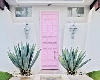 1950s Mid Century Palm Springs Photograph. Pink Door Palm Springs Door. Mid Century Modern Wall Art. Modern Architecture AirBnB Home Decor