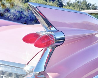 1959 Pink Cadillac Photo Print, 1950s Mid Century Wall Art, California Decor, Vintage Car, Classic Car Photography, Car Lover, Pink Decor