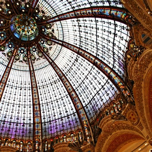 Paris Ceiling Galeries Lafayette Photograph Print. Paris Wall Art Belle Epoque French Decor. Large Wall Art. Paris Photography, Architecture