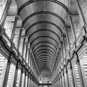 Trinity College Library Dublin. Book Lover Photography. Black and White. Book Photography. Office Decor. Wall Art. Student.Home Decor Photo
