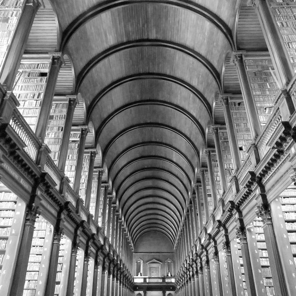 Trinity College Library Dublin. Book Lover Photography. Black and White. Book Photography. Office Decor. Wall Art. Student.Home Decor Photo