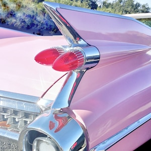 1959 Pink Cadillac Photo Print, 1950s Mid Century Wall Art, California Decor, Vintage Car, Classic Car Photography, Car Lover, Pink Decor image 2