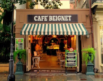 Cafe Beignet New Orleans Cafe Photo Print. NOLA French Quarter, Coffee Shop Decor, LA, Beignets, Wall Art, Travel Decor, New Orleans Decor