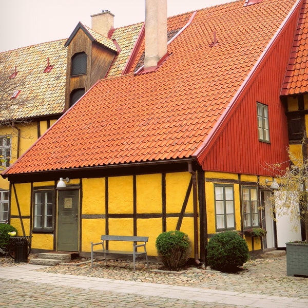 Sweden Half-Timbered Gingerbread House Photo, Scandinavian, Swedish Architecture, Christmas Decor, Home Decor, Wall Art, Travel Photography