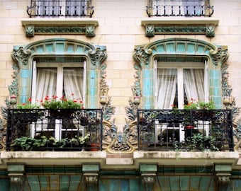 Paris Photography. Parisian Art Nouveau. Paris Windows Photo. Ceramic Emile Mueller. Window Box. Flowers. France. French Photography Decor.