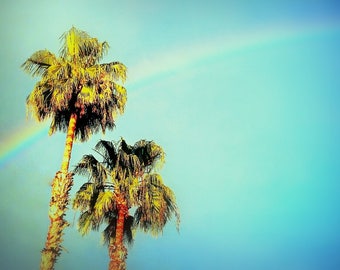 Palmeras y arco iris en Los Angeles, California. Fotografía de California. Fotografía de Los Angeles. Foto de LA. LA Art