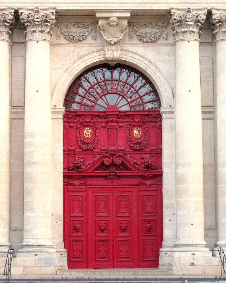 Paris Red Door Photography, Door in Paris. Red Door. Paris Decor. Paris Print. Marais, Paris, France. St Paul Church. French Decor. Wall Art image 1