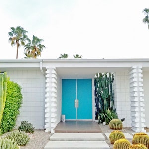 Mid Century Modern 1950s Palm Springs Photo. Blue Door Palm Springs Door Photo. Modern Wall Art. Modern Architecture Wall Art Home Decor