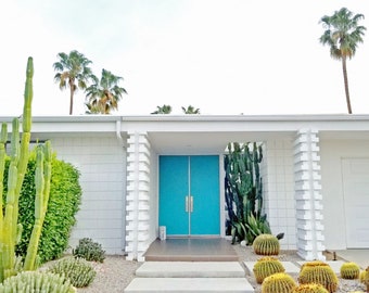 Mid Century Modern 1950s Palm Springs Photo. Blue Door Palm Springs Door Photo. Modern Wall Art. Modern Architecture Wall Art Home Decor