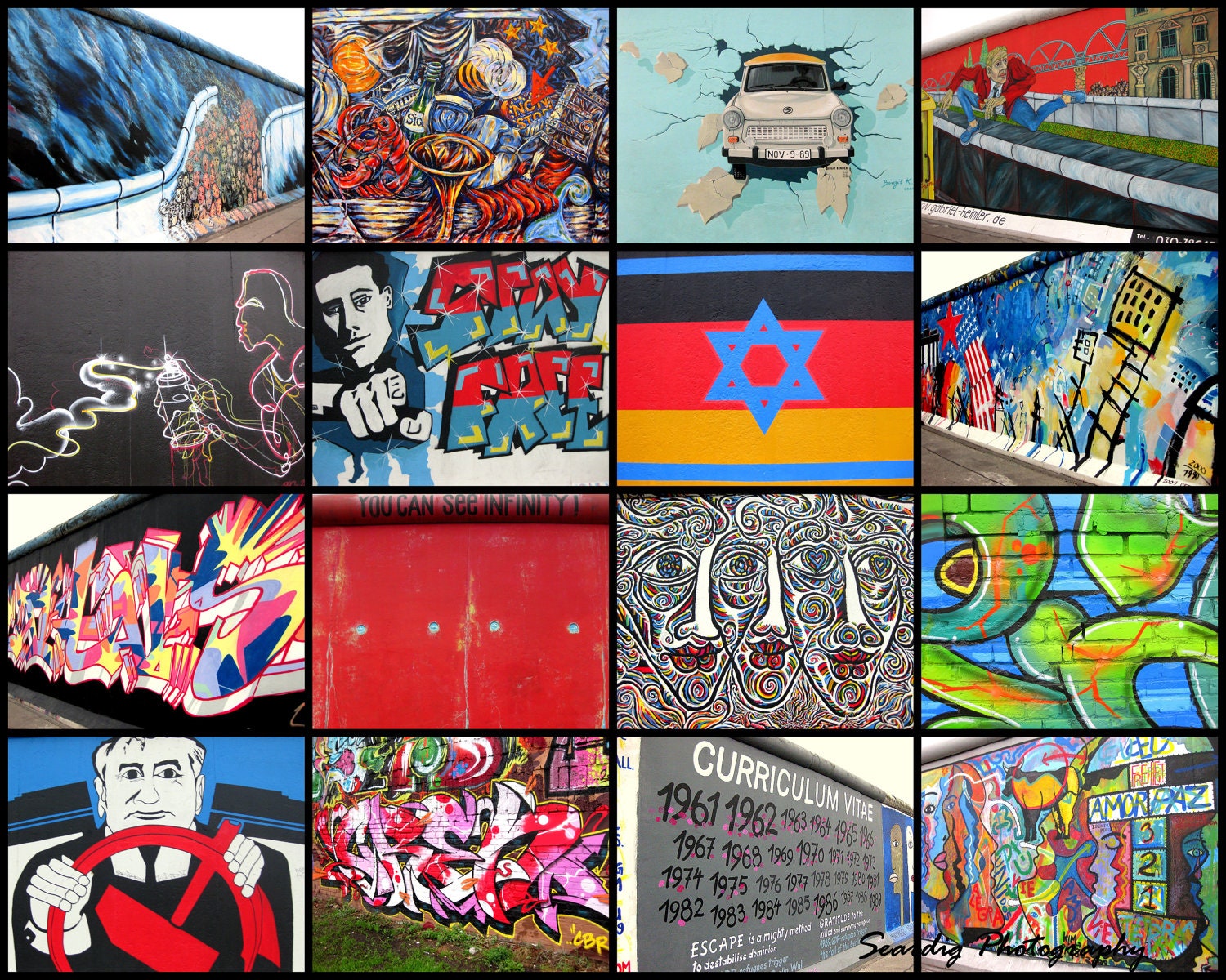 Berlin Wall Photo. Berlin Photography. Germany. Graffiti Collage. German.  Hipster. Birthday Gift. Red. Black. Blue. Street Art. Wall Art. - Etsy