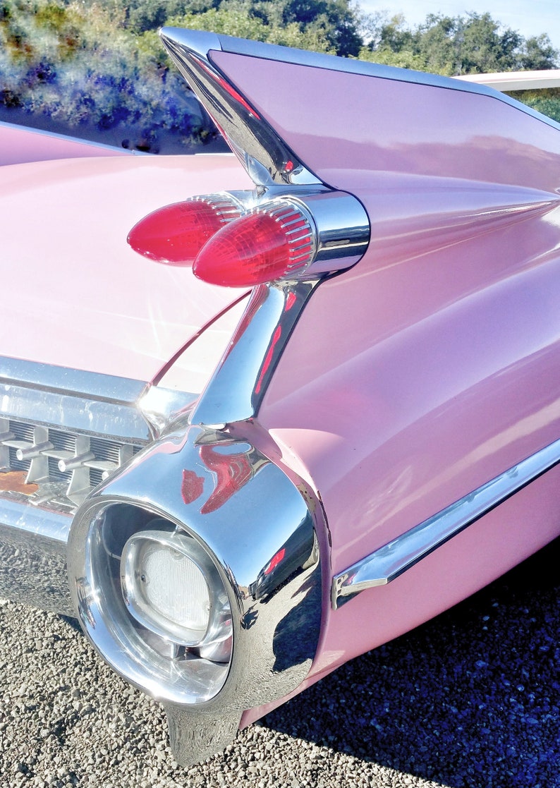 1959 Pink Cadillac Photo Print, 1950s Mid Century Wall Art, California Decor, Vintage Car, Classic Car Photography, Car Lover, Pink Decor image 1