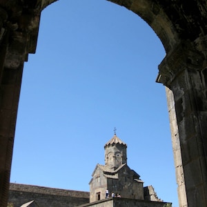 Armenian Church, Tatev, Armenia Photography Print. Monastery Photo. Rustic. Blue. Antique. Vintage. Armenian. Cathedral Travel Photography.