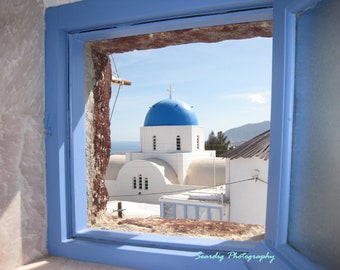 Santorini Photography. Greek Islands Photo. Greece Photography. Photograph Print. Blue and White Buildings. Greece Travel Photography.