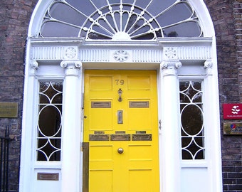 Dublin Photography, Dublin Merrion Square Photo, Dublin Door Photo. Yellow Door. Ireland.  Irish Home Decor. Wall Art. Travel Photography