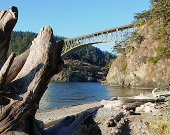 Deception Pass Bridge and Puget Sound Photo Print. Washington State Fidalgo Island Whidbey Island Photography, Washington Photography