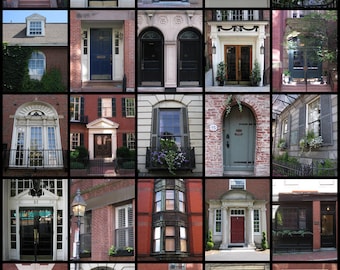 Boston Photography, Boston Wall Art, Doors and Windows Collage Photograph Print. Beacon Hill. Downtown Boston, Home Decor, Wall Decor, Art.