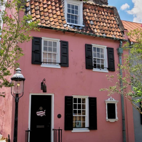 Pink House Historic Charleston Photo Print. Charleston French Quarter, Pink Wall Art, Pink Decor, Americana Home Decor, South Carolina Photo