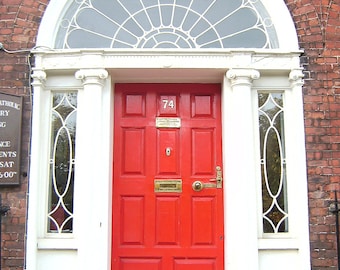 Dublin Door Photo. Irish Red Door. Dublin, Ireland. Merrion Square. Georgian Architecture. Travel Photography. Home Decor. Wall Art.