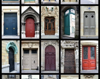 Paris Photography, Parisian Doors, Doors of Paris, France Door Collage, Photo Print, French Home Decor, French Wall Art, French Architecture